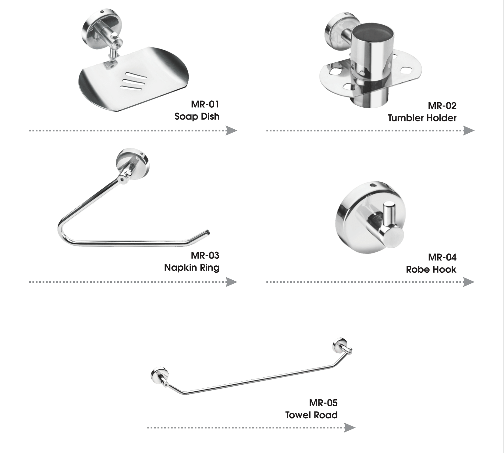 BA-5 METRO SS 202 MR-05 5 PCS BATH SET